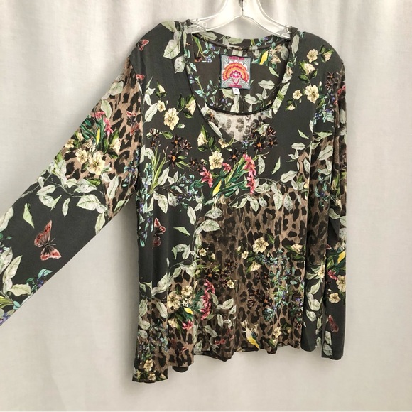 Johnny Was Ash Bird Leopard Swing Top Size Medium - Picture 3 of 10